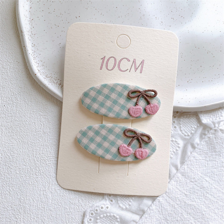 新款儿童刺绣水果格纹发夹甜美女童侧边刘海夹子宝宝碎发BB夹发卡,淘宝优惠券,粉丝福利购,淘宝优惠卷