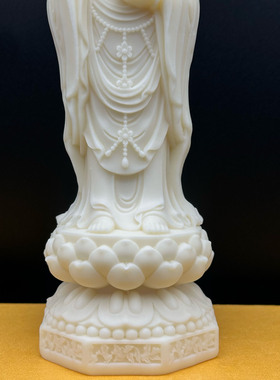 金匠大作牙果雕刻南海菩萨佛像摆件供奉莲花站立观世音家居工艺品