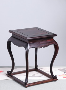 金匠大作红木红酸枝实木底座小花架花瓶盆栽微型盆景架摆件工艺品