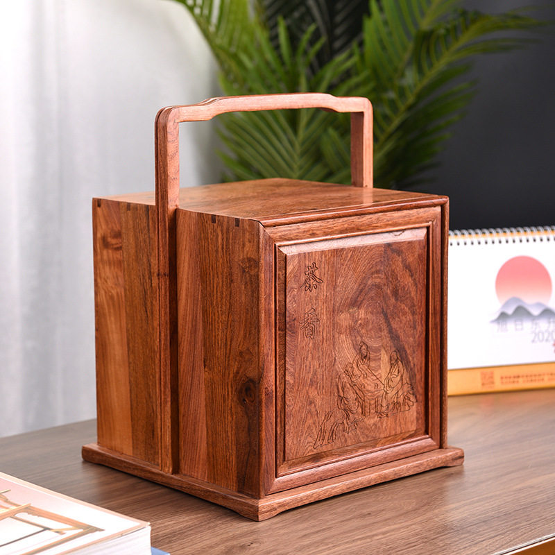 金匠大作木茶盒中国风大容量提篮储茶盒茶叶储存罐普洱茶饼收纳盒,淘宝优惠券,粉丝福利购,淘宝优惠卷