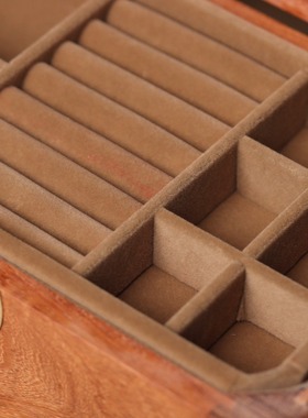 金匠大作红木首饰盒高档精致复古中式实木黄金手饰品带锁保险箱桌