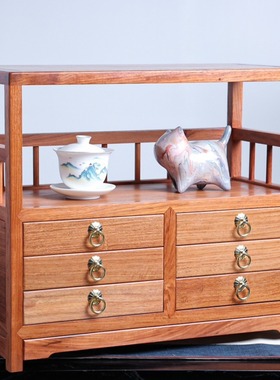 金匠大作缅甸花梨全独板多功能茶水柜茶饼柜红木中式茶具收纳柜茶