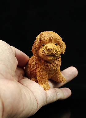 金匠大作件生肖狗家居工艺装饰品车动物摆件收藏泰迪茶宠萌犬木雕