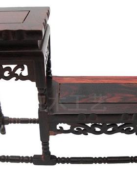 金匠大作红木工艺品摆件玉石底座红酸枝花架多宝架博古架高低台底