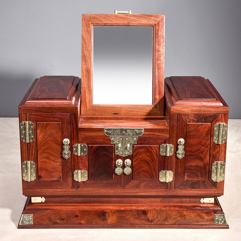 金匠大作檀梳妆箱中式实木首饰盒百宝箱大容量带锁镜箱婚嫁箱妆匣,淘宝优惠券,粉丝福利购,淘宝优惠卷
