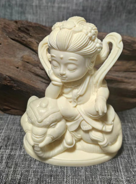 金匠大作果Q版文殊普贤菩萨卡通摆件佛像工艺家居供奉车载保平安