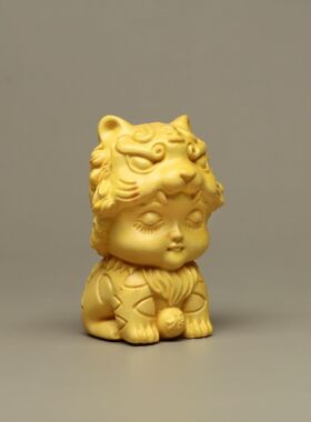 金匠大作杨木福虎手把件实木摆件生肖动物包包挂卡通儿童生日礼物