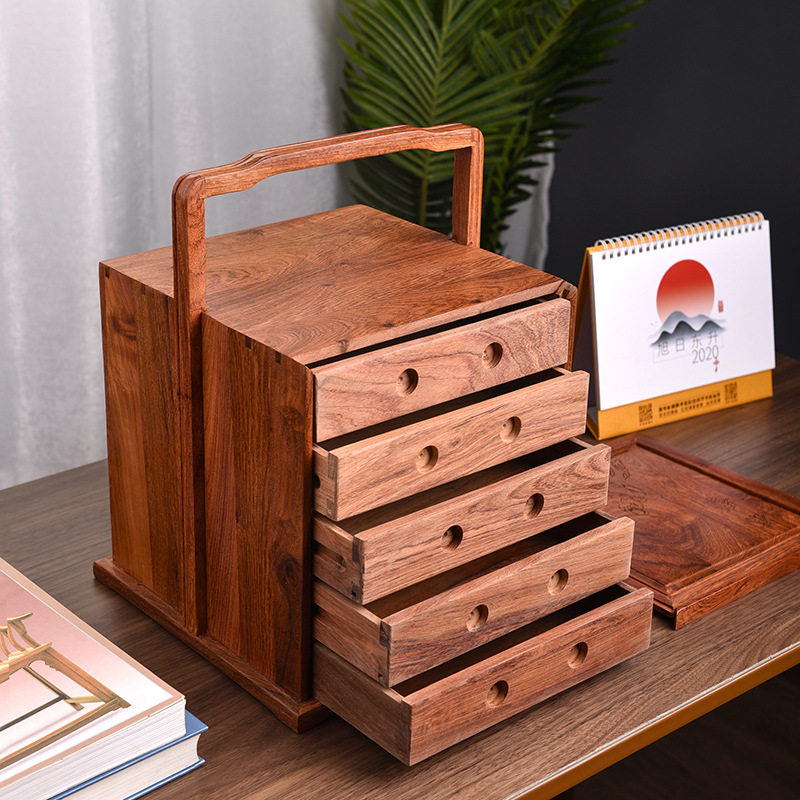 金匠大作木茶盒中国风大容量提篮储茶盒茶叶储存罐普洱茶饼收纳盒,淘宝优惠券,粉丝福利购,淘宝优惠卷