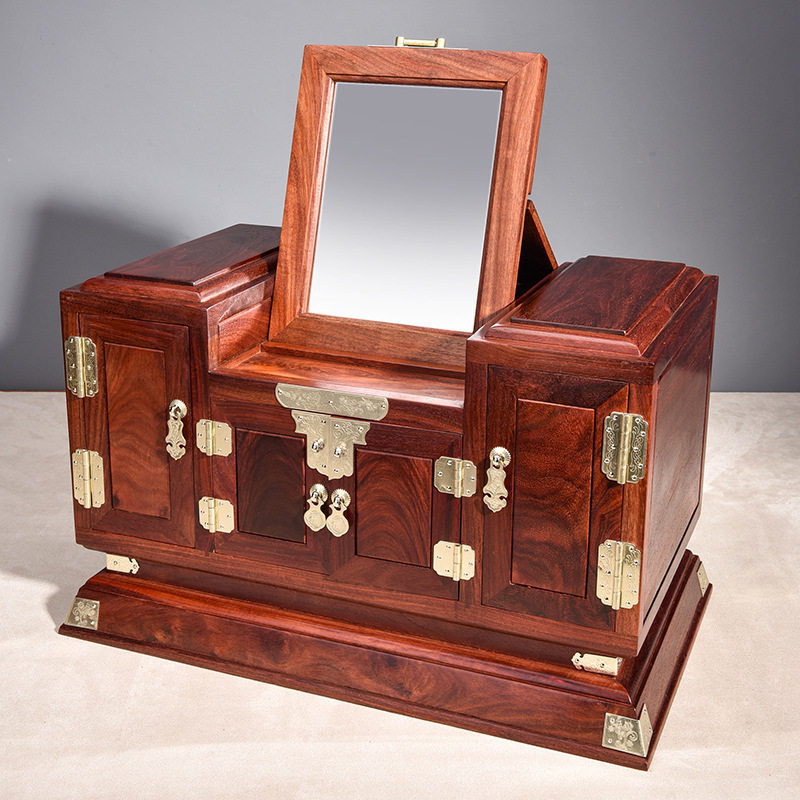 金匠大作檀梳妆箱中式实木首饰盒百宝箱大容量带锁镜箱婚嫁箱妆匣,淘宝优惠券,粉丝福利购,淘宝优惠卷