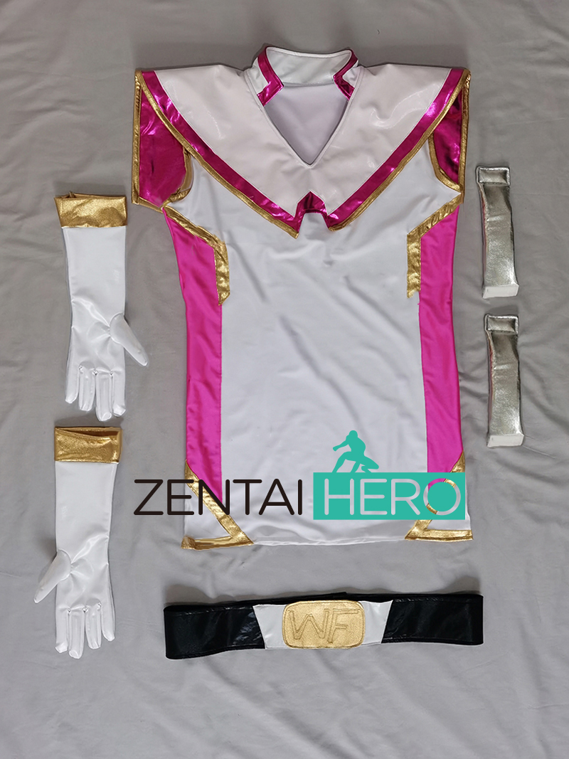 无头盔特摄GIGA系列英雄战队服装cosplay服装玫红色两件套紧身衣 - 图0