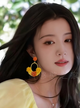 海边旅游度假黄色花朵耳环耳饰耳钉耳夹耳坠2026春夏新款女饰品潮
