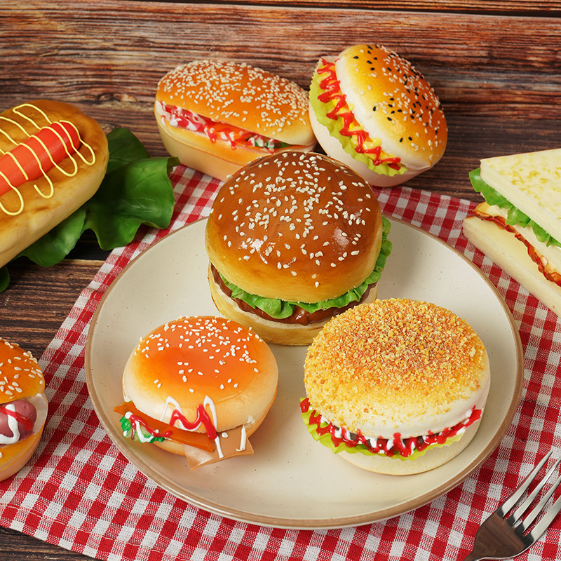 仿真汉堡模型牛肉堡三明治肯德基麦当劳香肠堡PU食物道具幼儿教具,淘宝优惠券,粉丝福利购,淘宝优惠卷