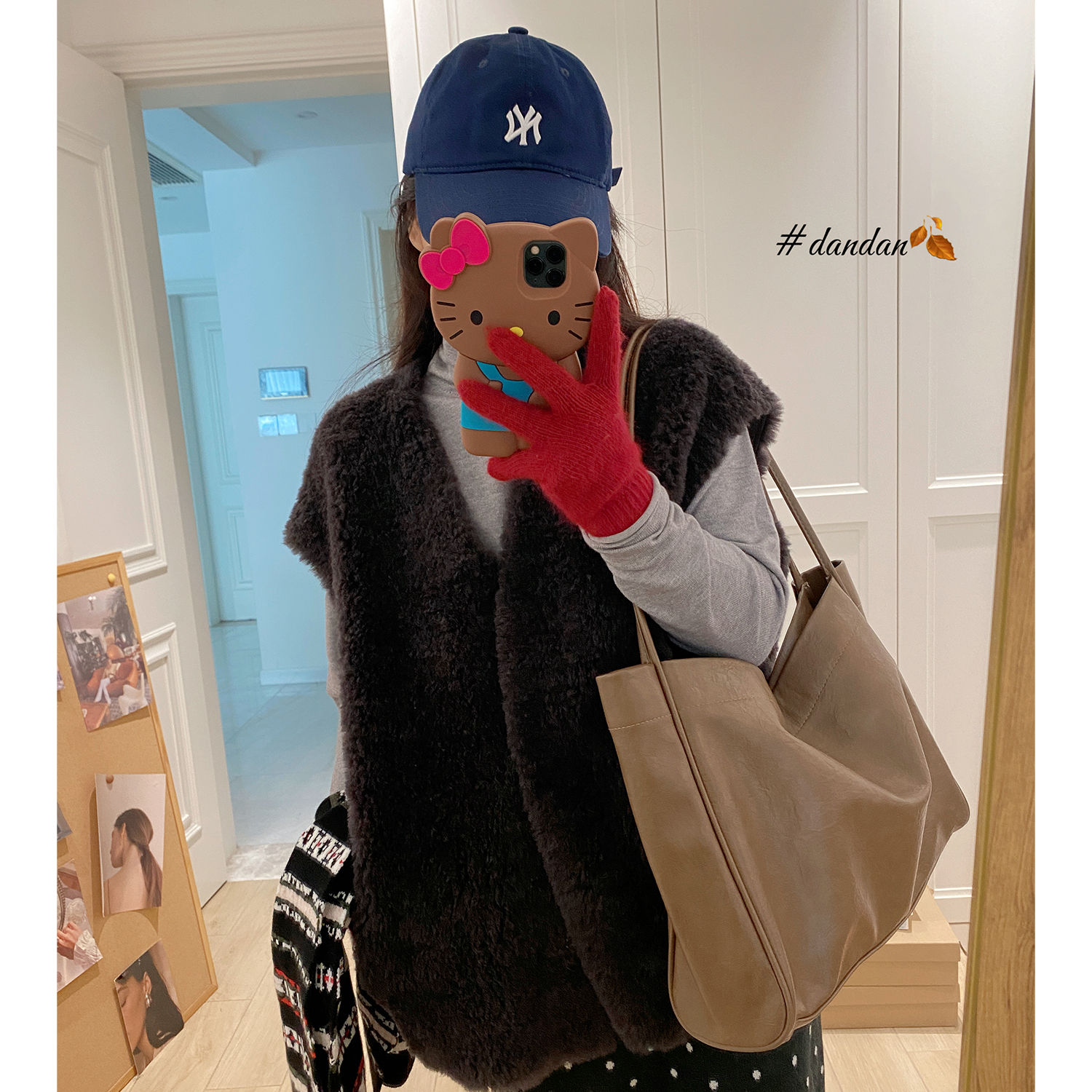 廓形马甲/100羊羔毛皮毛一体2025新款皮草简约叠穿背心毛毛外套女 - 图0