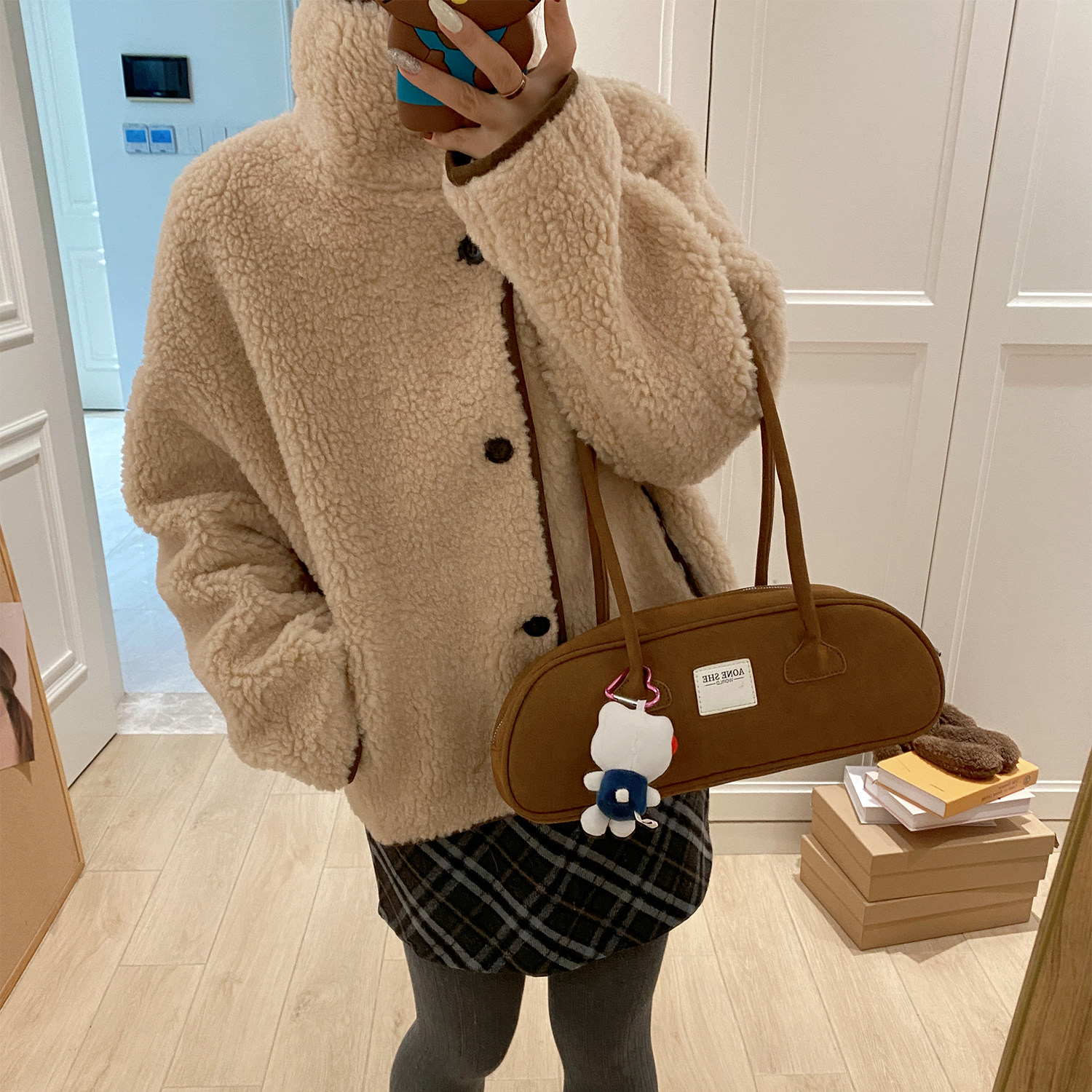 复古立领短款两面穿100羊羔毛麂皮绒皮毛一体2025新款皮草外套女,淘宝优惠券,粉丝福利购,淘宝优惠卷