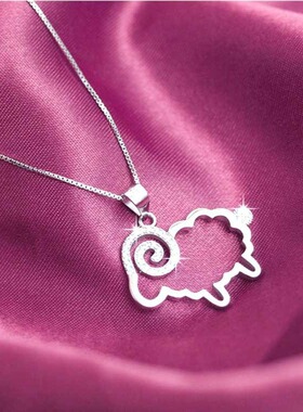 S925纯银小羊吊坠项链女款小绵羊生肖羊手链手绳编织配件挂件饰品