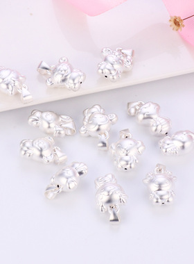 纯银十二生肖金色小老鼠小鸡小羊小猴子吊坠项链挂件手绳手链配饰