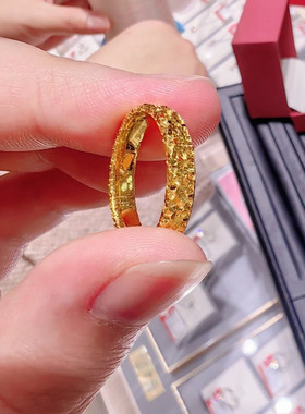 金包银三面碎碎冰轻奢爆闪戒指新款满天星素圈情侣同款指环送女友