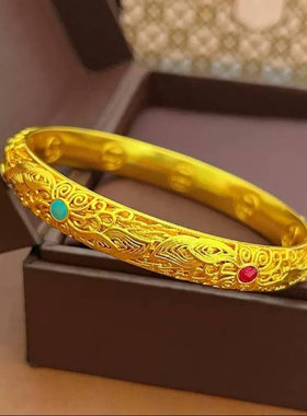 金包银古法花丝珐琅皇后手镯新中式轻奢宫廷风镯子送女友老婆礼物