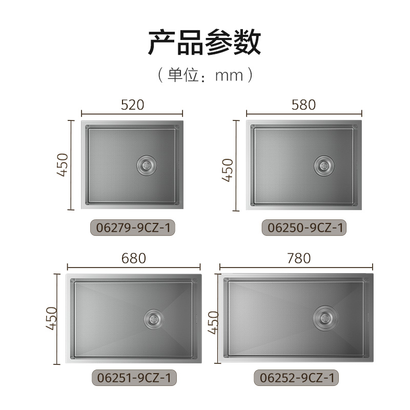 九牧厨房水槽304不锈钢蜂窝压纹纳米防刮耐磨枪灰色洗菜盆洗碗池 - 图1