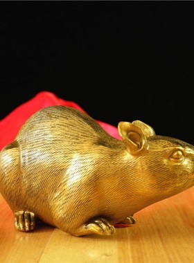 铜老鼠摆件黄铜生肖鼠金鼠可爱小老鼠客厅玄关饰品鼠年礼物吉祥物