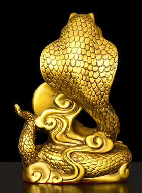 大号铜蛇摆件 蛇摆件十二生肖蛇如意福蛇居家装饰办公金属工艺品