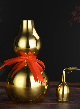 铜葫芦摆件纯铜开口开盖空心八卦五帝钱招财铜葫芦大小号挂件摆件