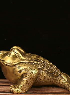 风水铜器纯铜七星金蟾公母金蟾一对招财三足钱串雌雄蟾蜍家居摆件