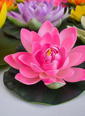 仿真荷花荷叶 水池装饰舞蹈道具 假睡莲假花鱼缸摆件浮水莲花供佛