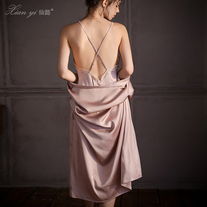 仙懿蕾丝吊带睡裙薄款女夏法式纯欲缎面睡衣套装可外穿家居服455,淘宝优惠券,粉丝福利购,淘宝优惠卷