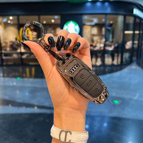 适用奥迪钥匙套新款A6L/A3L/Q8/Q7/A8L/A7/Q4汽车钥匙包壳扣皮革 - 图2
