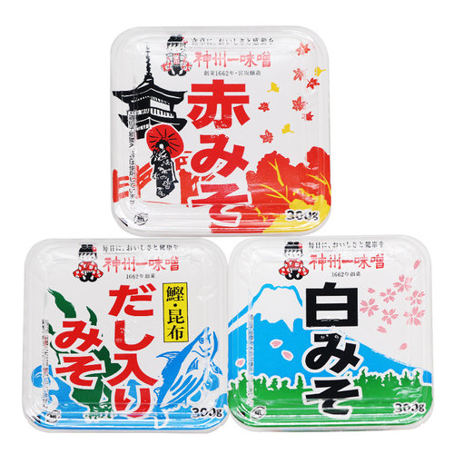 日本神州一赤味增原装进口白味增日式昆布味噌调料300g黄豆大酱汤 - 图3
