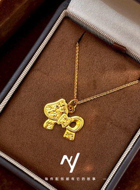 越南沙金小红书精致甜妹碎冰冰蝴蝶结吊坠沙金锁骨项链送闺蜜礼物