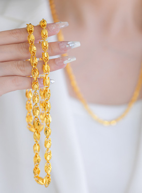 沙金个性复古7n4n眼睛项链 铜镀24k金色久不掉色男女款仿大金链子