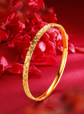 网红款三面碎冰纹手镯手环 高级感镀k金保色爆闪设计感碎冰冰手镯