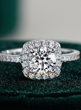 经典款正品D色莫桑石钻戒1克拉纯银情侣对戒男女一对求婚结婚戒指