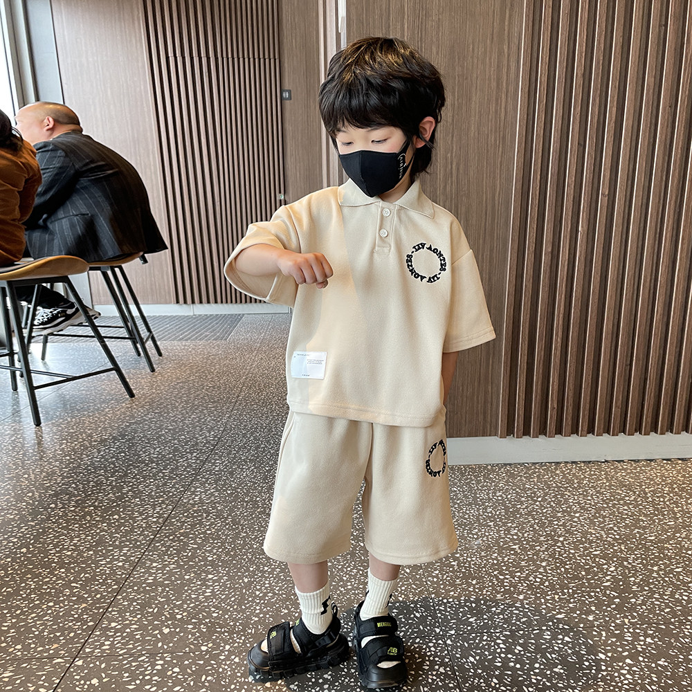 男童夏季套装2023新款酷帅洋气小男孩衣服儿童夏装polo衫运动潮牌