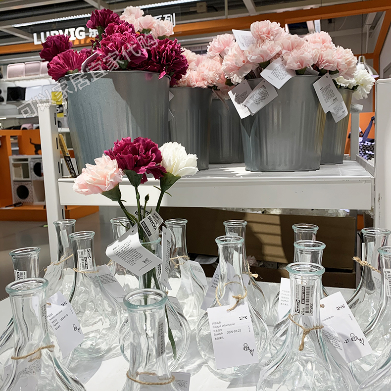 宜家国内代购维利斯塔花瓶透明玻璃花瓶家居装饰简约无孔水培小口