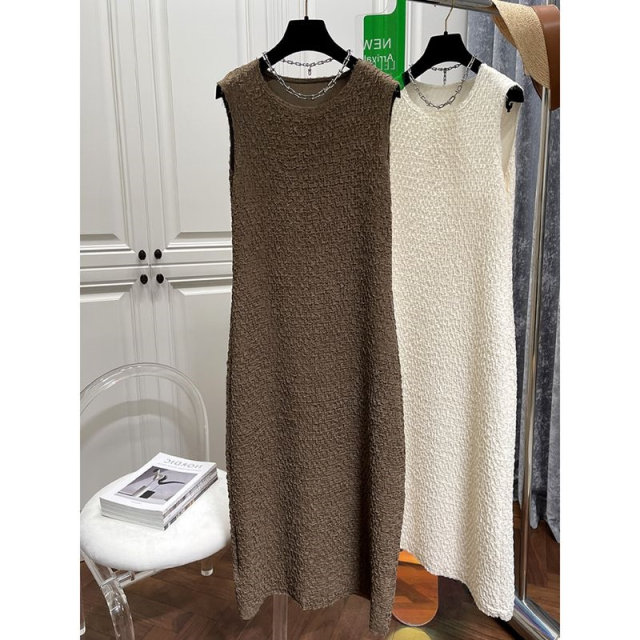 Summer ຂະ​ຫນາດ​ໃຫຍ່​ພິ​ເສດ 300 pounds loose bubble round neck skirt ຍາວ​