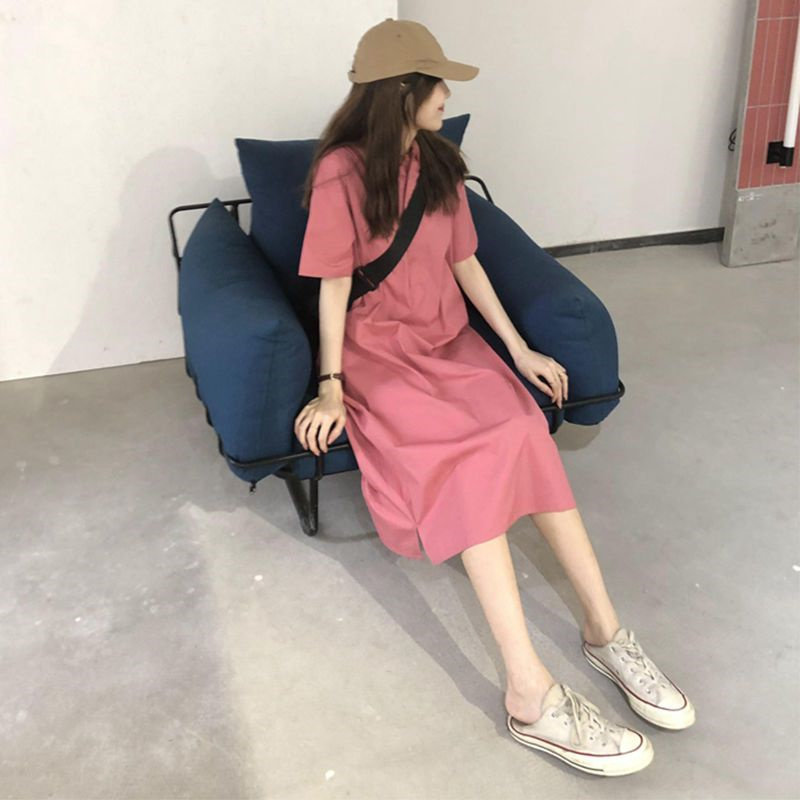 大码夏装300斤胖MM宽松显瘦设计感小众过膝长款短袖衬衫连衣裙女,淘宝优惠券,粉丝福利购,淘宝优惠卷