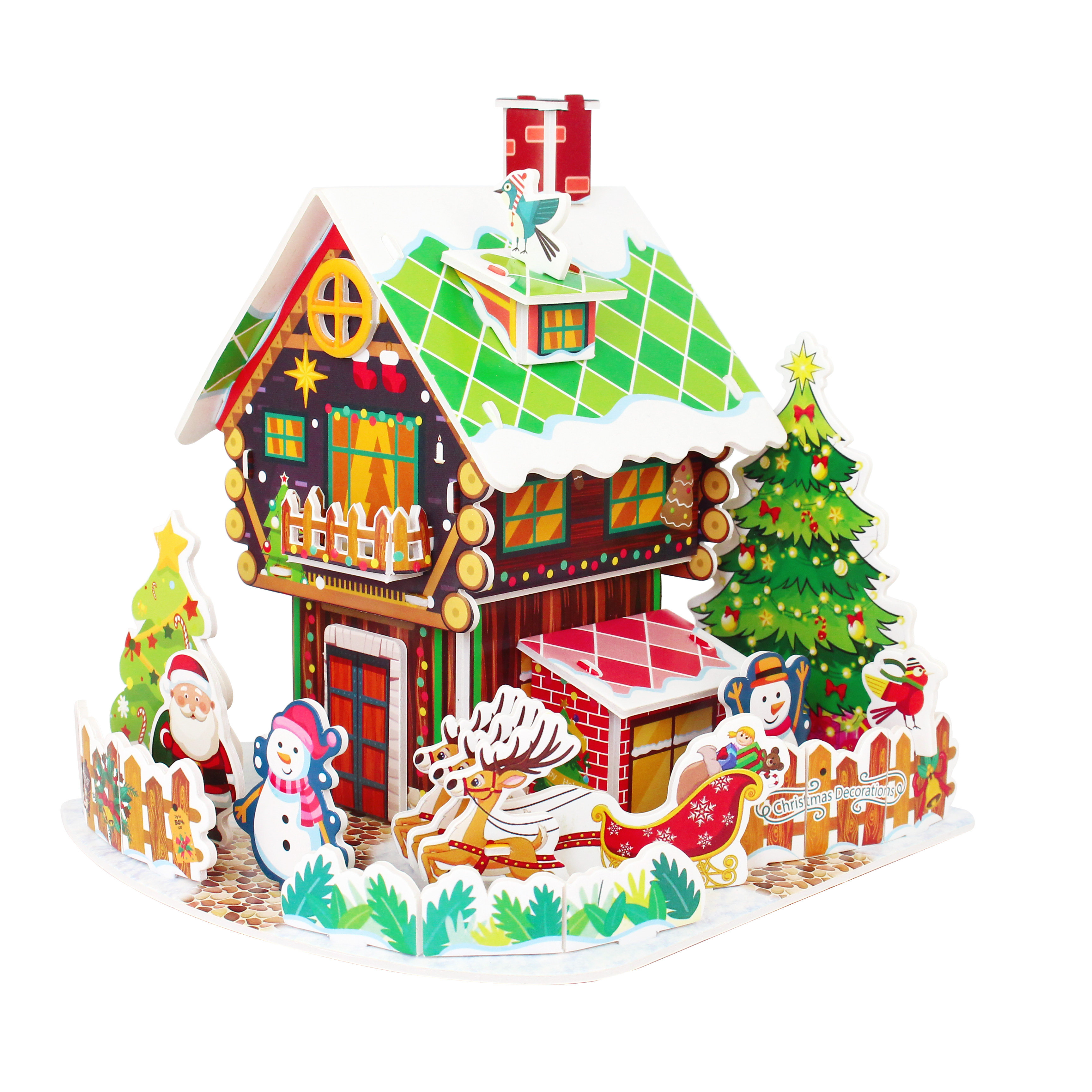 圣诞树屋3d立体拼图儿童手工diy火车城堡模型拼装幼儿园益智玩具,淘宝优惠券,粉丝福利购,淘宝优惠卷