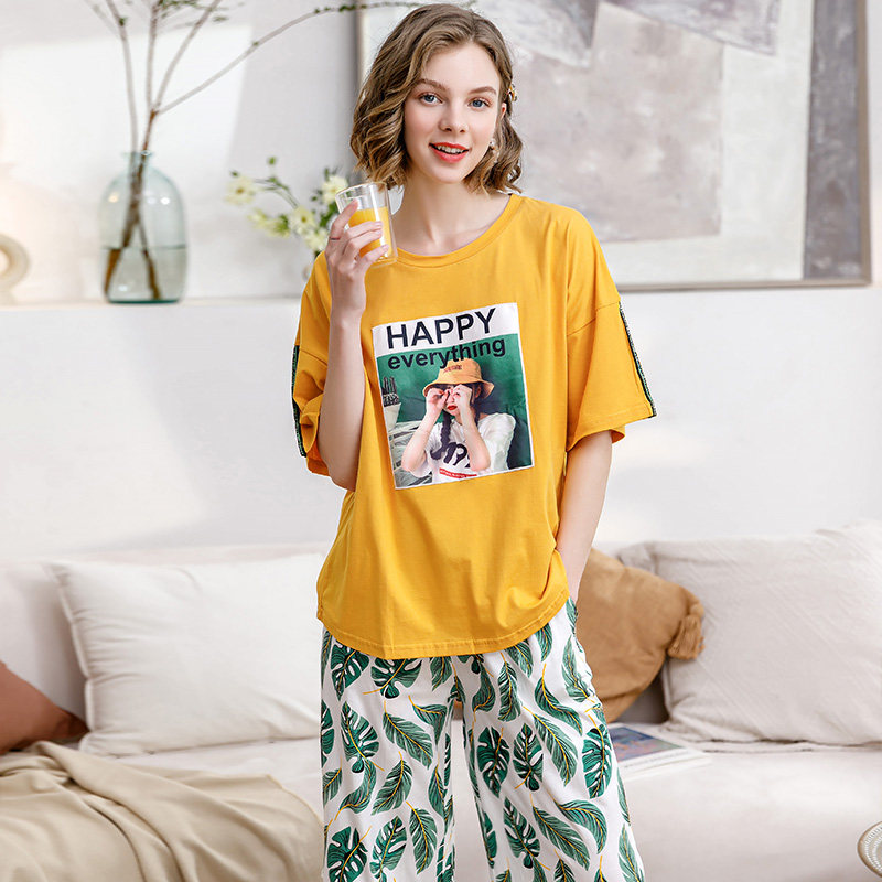 芬腾玛伦萨可外穿甜美夏季印花睡衣 玛伦萨睡衣/家居服套装