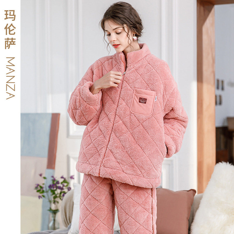 芬腾玛伦萨冬珊瑚绒加厚加绒睡衣 玛伦萨睡衣/家居服套装