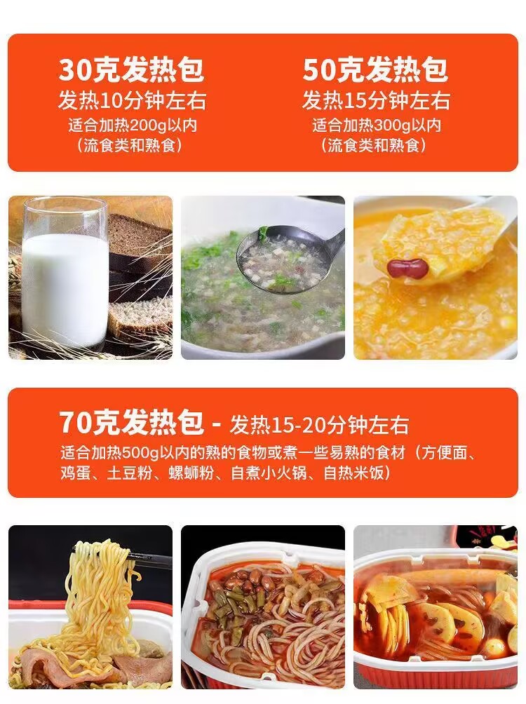 自热包户外发热饭盒自嗨小火锅专用食品加热包整箱一次性外卖加热-图1