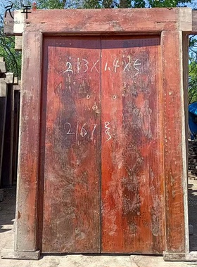 农村旧门中式双开门实木门