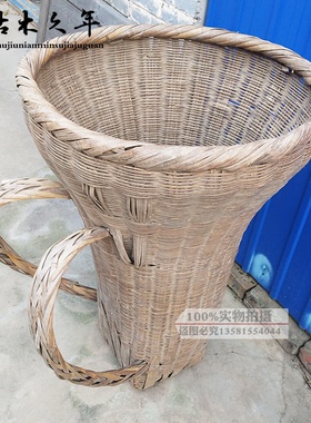 老旧农具老背篓老竹篓民俗老物件农村老旧货老农具小背篓怀旧老货