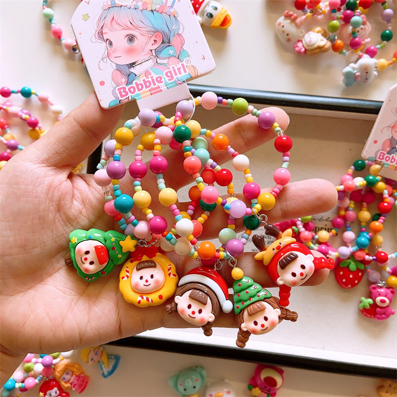 亲子款手链儿童可爱树脂涂鸦女孩手链女童幼儿园彩珠装饰品5条装,淘宝优惠券,粉丝福利购,淘宝优惠卷
