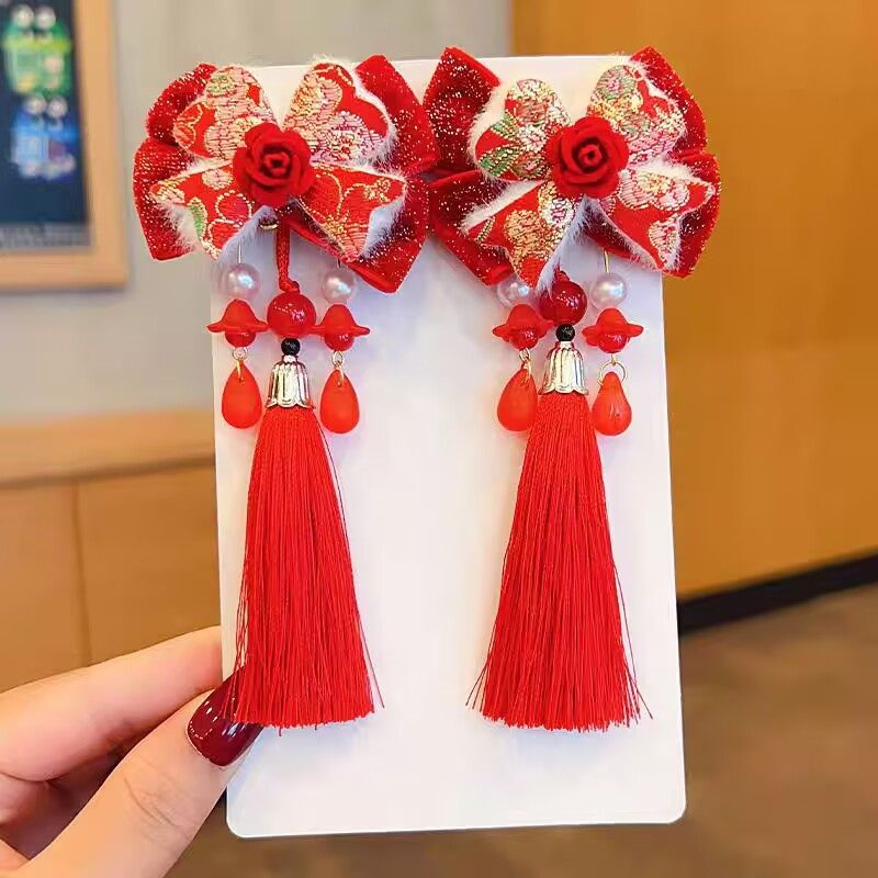 新年发饰儿童假发辫子小女孩中国风流苏发夹女童古风过年汉服头饰,淘宝优惠券,粉丝福利购,淘宝优惠卷