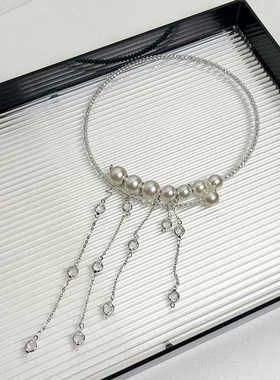 高级感十字架轻奢流苏项链珍珠