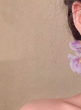 氛围感浪漫渐变紫色花瓣流苏耳环