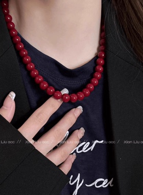 高级感小众红色显白复古新款颈链